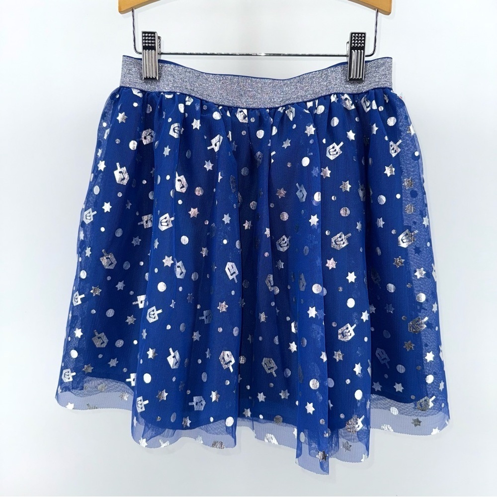 Cat & Jack Royal Blue Girls Hanukkah Star Dreidel Tulle Skirt New!